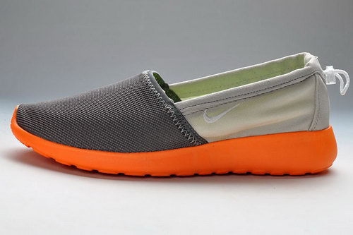 Mens Nike Roshe Run Slip On Running Shoes Orange Gray Denmark